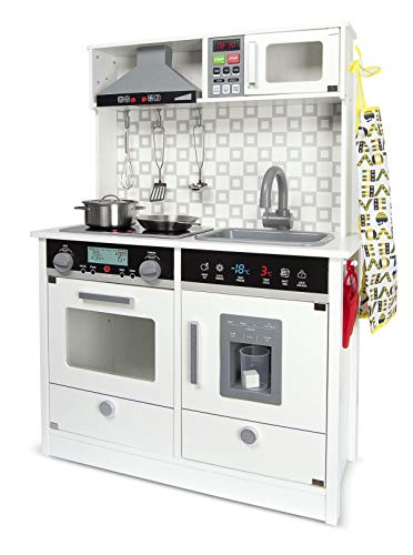 Leomark White Modern Cocina eléctrica Madera Infantil con Accesorios