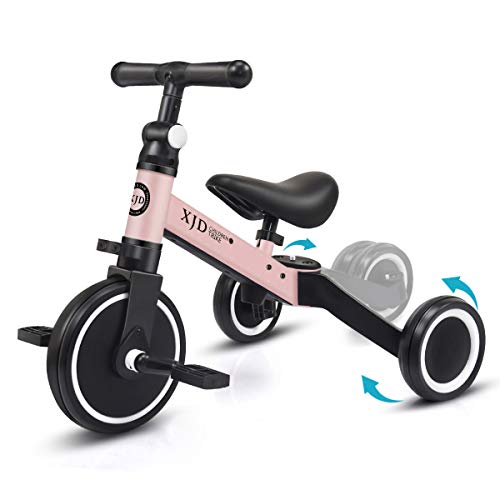 XJD 3 en 1 Bebé Triciclo Bicicleta de Equilibrio para Niños y Niñas de 1 a 3 años Plegable y Ligero con CE Certificación Versión2.0 (Rosa Claro)
